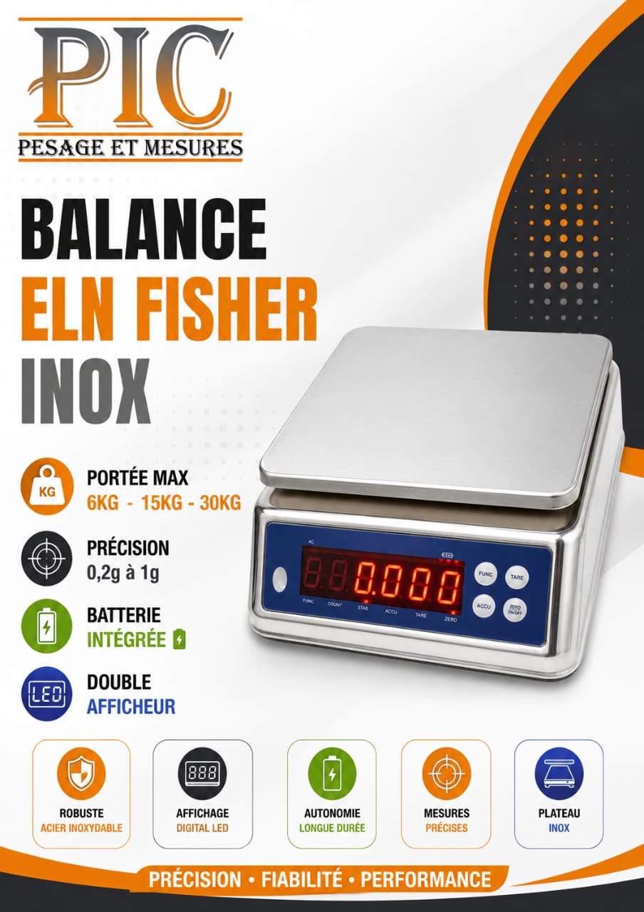 BALANCE DE PRÉCISION EN ACIER INOX PIC ELN FISHER INOX